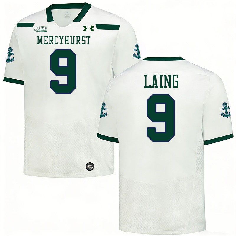 Mercyhurst Lakers #9 Kyler Laing College Football Jerseys,Uniforms Stitched-White